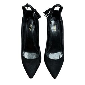 Maje Black Suede Leather Pointed-toe Tassel Pump Heels Size 7.5